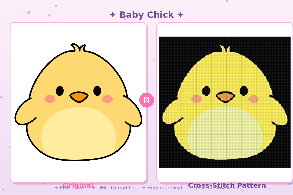 Baby Chick Kawaii Plushie Cross-Stitch Pattern