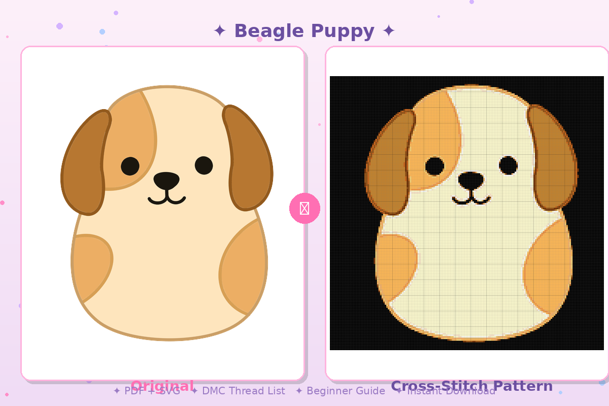 Beagle Puppy Kawaii Plushie Cross-Stitch Pattern