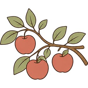 Apple Branch Kawaii Plushie Cross-Stitch Pattern