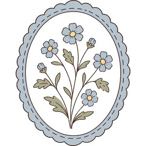 Blue Floral Wreath Kawaii Plushie Cross-Stitch Pattern