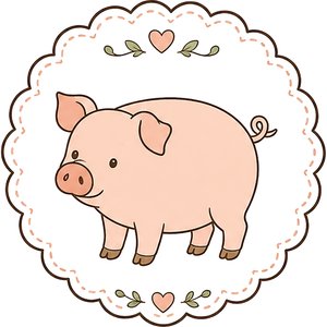 Cottagecore Pig Kawaii Plushie Cross-Stitch Pattern