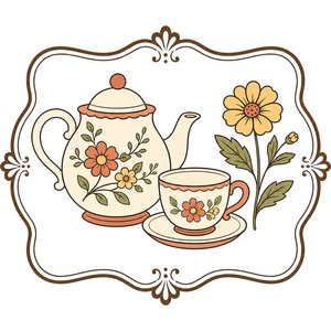 Floral Teapot Kawaii Plushie Cross-Stitch Pattern