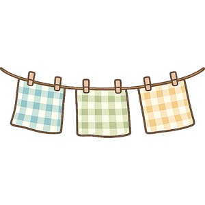Gingham Clothesline Kawaii Plushie Cross-Stitch Pattern