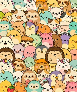 Mix Cute Squishmallow 4 Kawaii Plushie Cross-Stitch Pattern