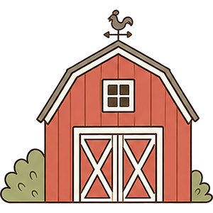 Red Barn Kawaii Plushie Cross-Stitch Pattern