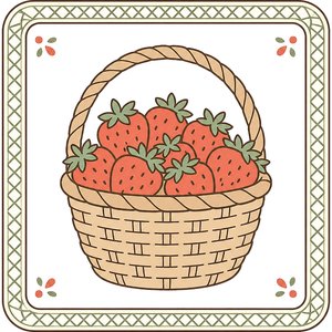 Strawberry Basket Kawaii Plushie Cross-Stitch Pattern