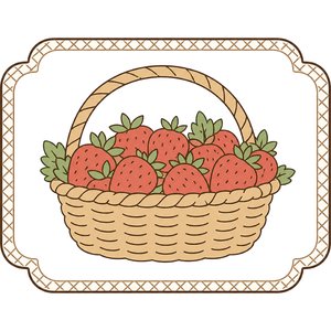 Strawberry Harvest Basket Kawaii Plushie Cross-Stitch Pattern
